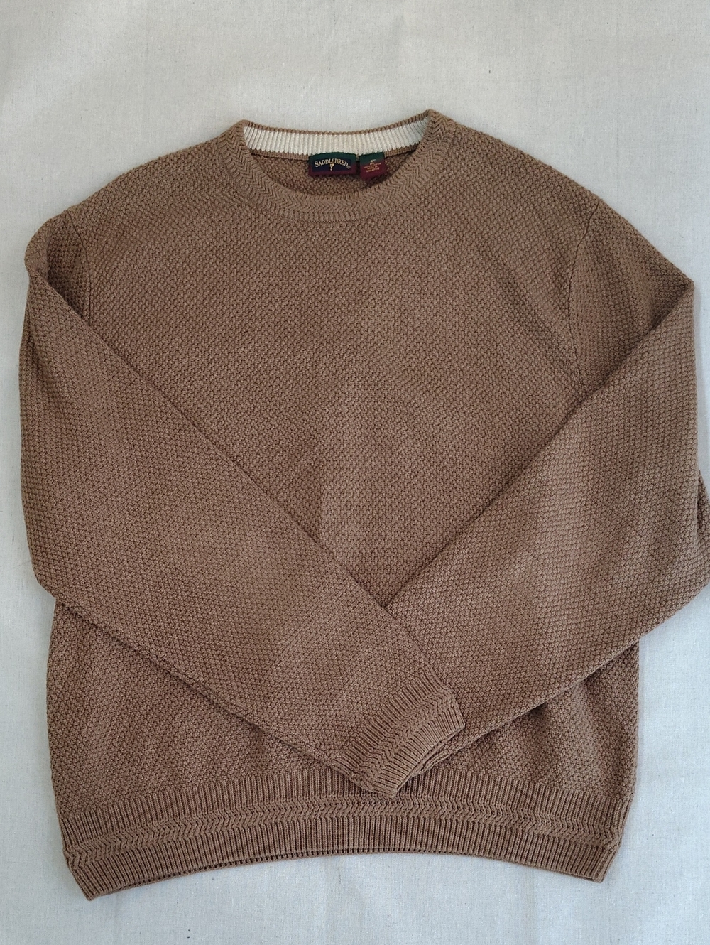 Saddlebred Men's Crewneck Sweater in Light Brown Camel XL